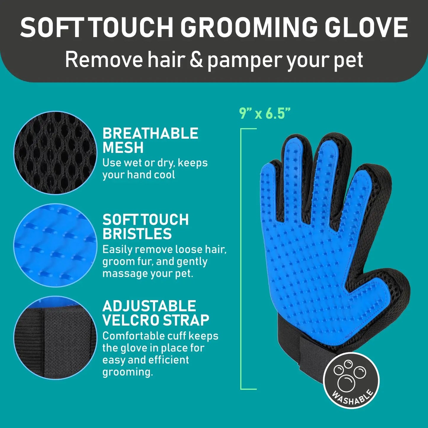 Pet Deshedding Brush Silicone Grooming Gloves