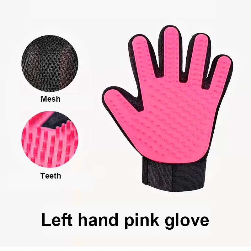Pet Deshedding Brush Silicone Grooming Gloves