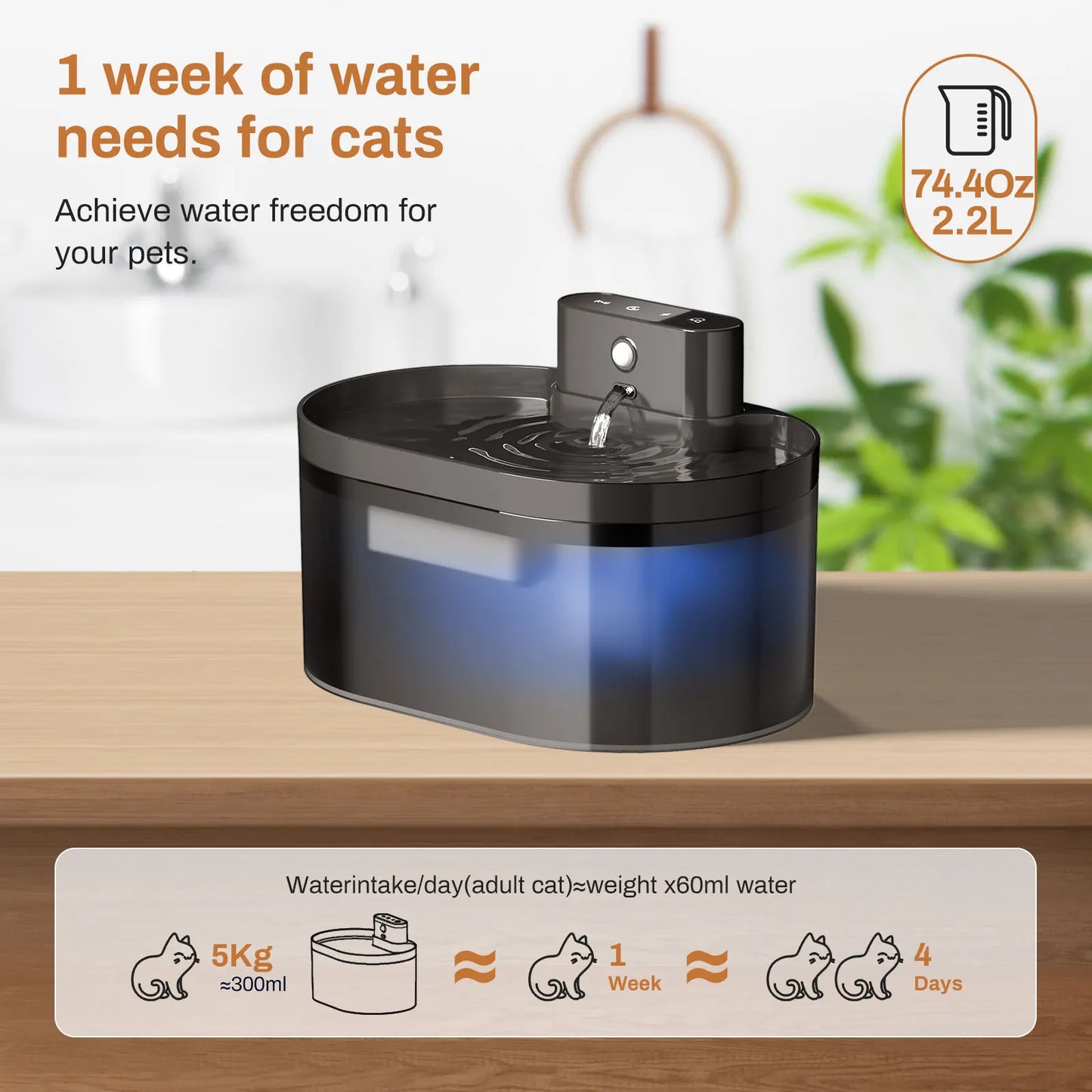 Induction Automatic Cat and Dog Drinking Fountain