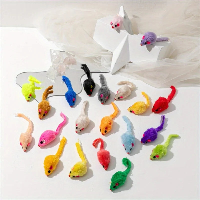 25 Pack Plush Little Mice Cat Toys Mouse