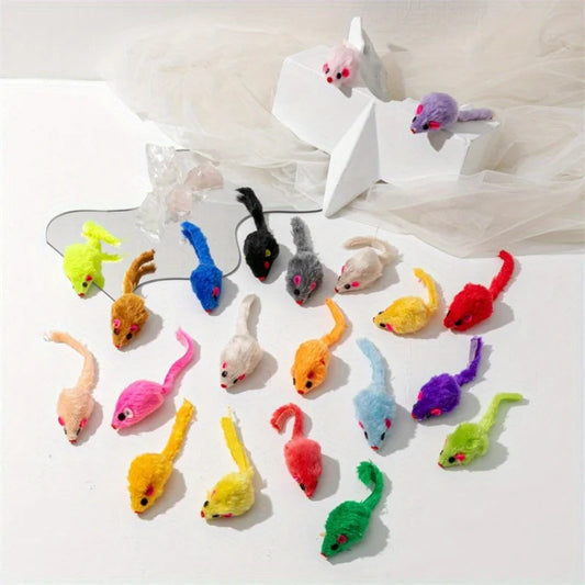 25 Pack Plush Little Mice Cat Toys Mouse
