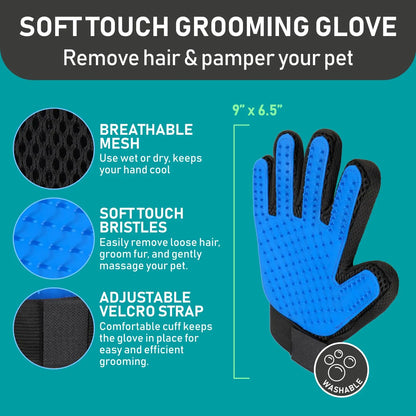 Pet Deshedding Brush Silicone Grooming Gloves