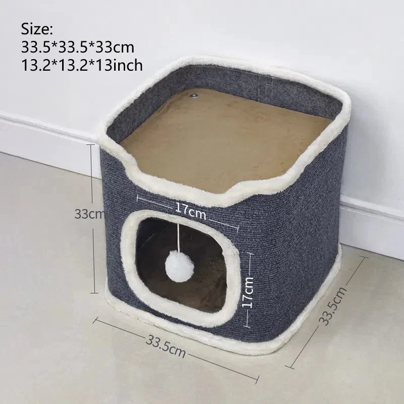 3-tiers Cat Bed Pet House Covered Cave