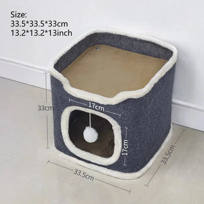 3-tiers Cat Bed Pet House Covered Cave