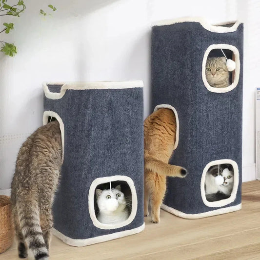 3-tiers Cat Bed Pet House Covered Cave