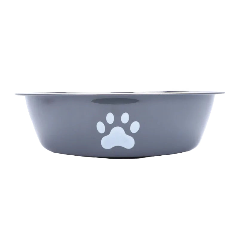 New stainless steel dog basin paw print pet supplies cat bowl
