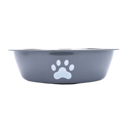 New stainless steel dog basin paw print pet supplies cat bowl