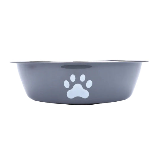 New stainless steel dog basin paw print pet supplies cat bowl