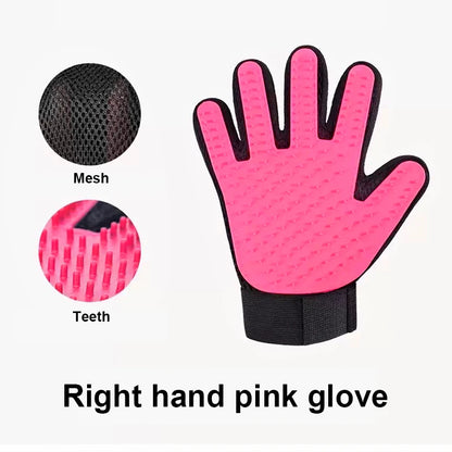 Pet Deshedding Brush Silicone Grooming Gloves
