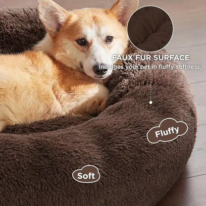 Round Dog Bed Winter Warm Cat Bed Plush