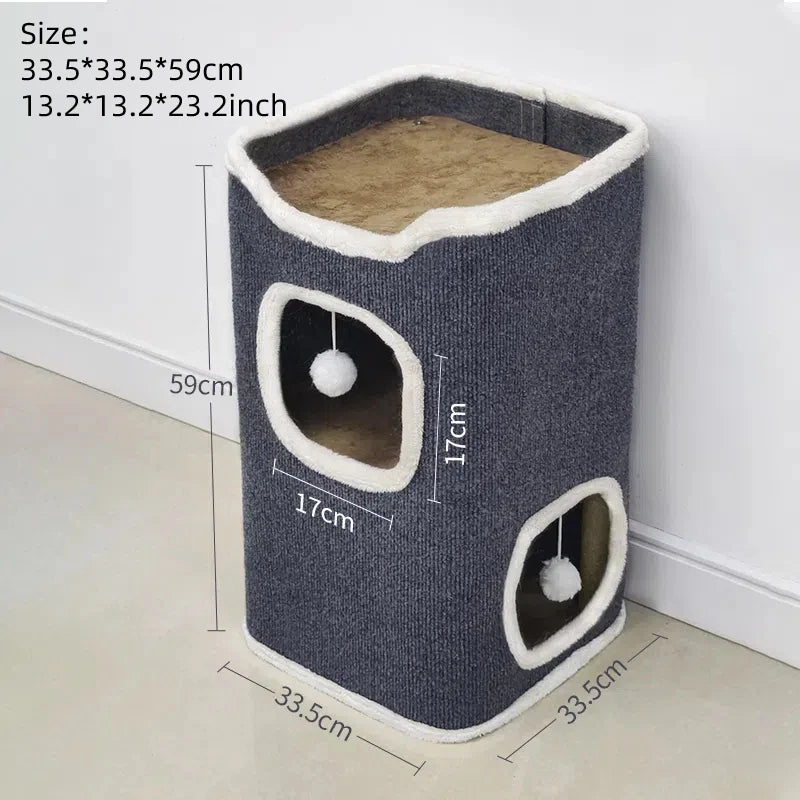 3-tiers Cat Bed Pet House Covered Cave