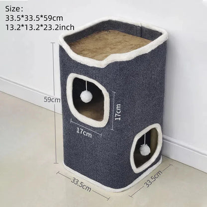 3-tiers Cat Bed Pet House Covered Cave