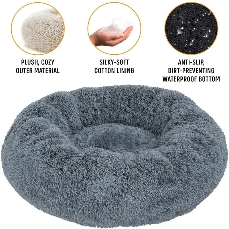 Round Dog Bed Winter Warm Cat Bed Plush