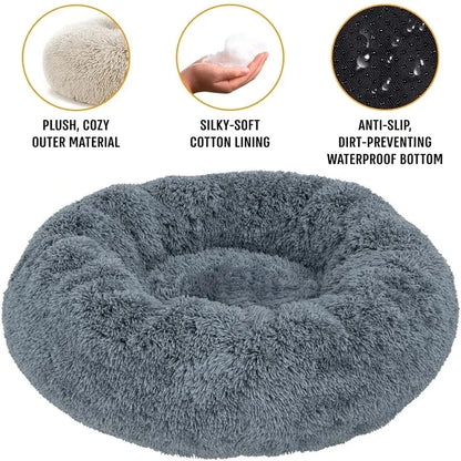 Round Dog Bed Winter Warm Cat Bed Plush