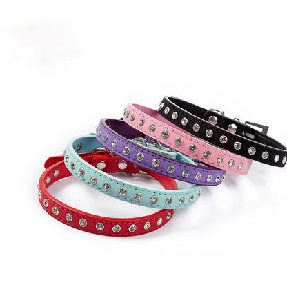 New Rhinestone Pet Collar Shiny Row of Diamond Dog Collars