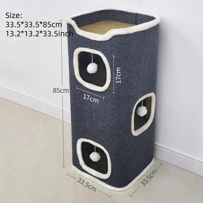 3-tiers Cat Bed Pet House Covered Cave
