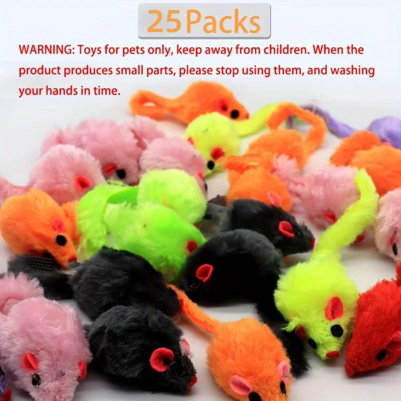 25 Pack Plush Little Mice Cat Toys Mouse