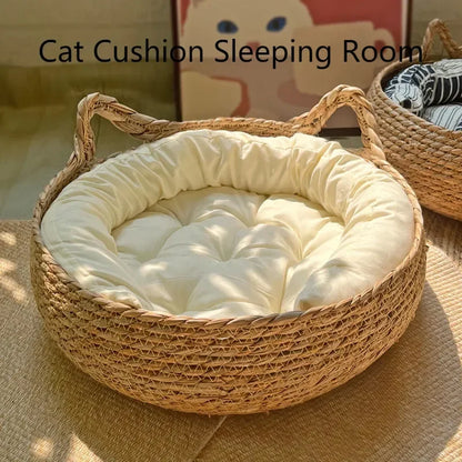 Purely natural woven cat bed