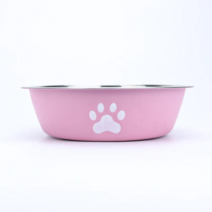 New stainless steel dog basin paw print pet supplies cat bowl
