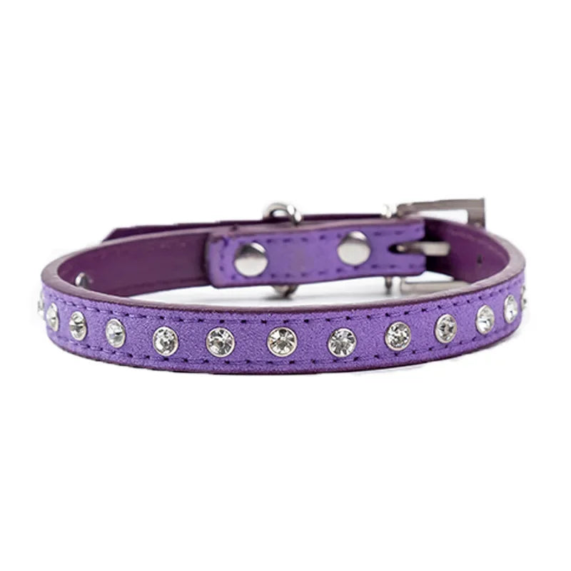 New Rhinestone Pet Collar Shiny Row of Diamond Dog Collars