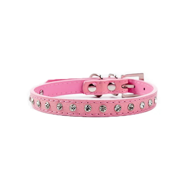 New Rhinestone Pet Collar Shiny Row of Diamond Dog Collars
