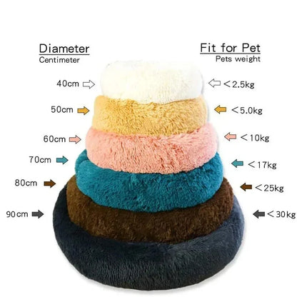 Round Dog Bed Winter Warm Cat Bed Plush