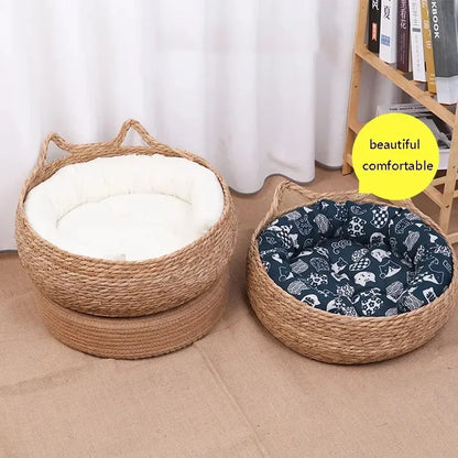 Purely natural woven cat bed