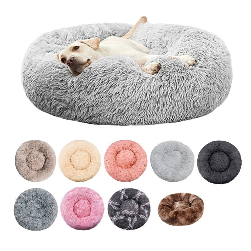 Round Dog Bed Winter Warm Cat Bed Plush