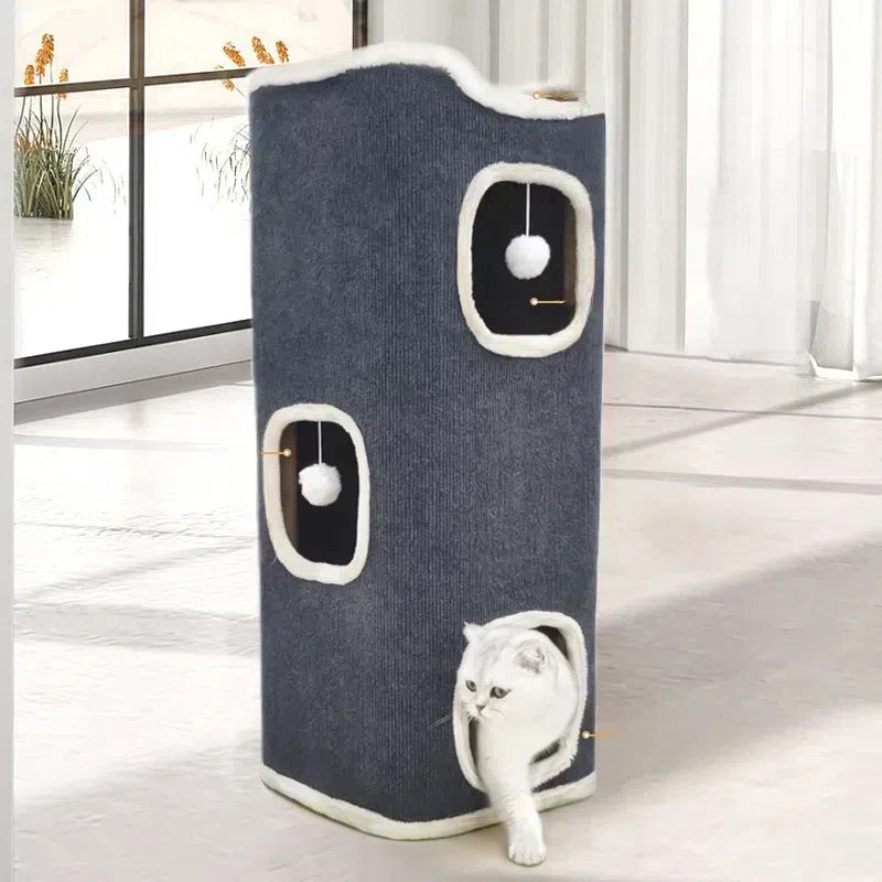 3-tiers Cat Bed Pet House Covered Cave