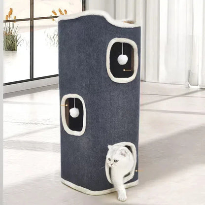 3-tiers Cat Bed Pet House Covered Cave
